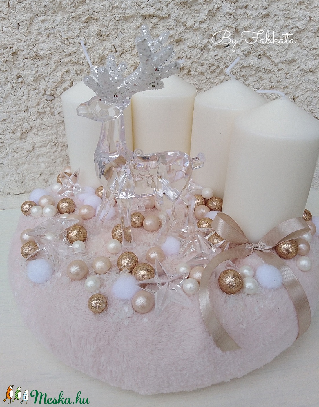 Csoda szarvas Karácsonyi asztaldísz koszorú pasztell dekoráció  - karácsony - Meska.hu