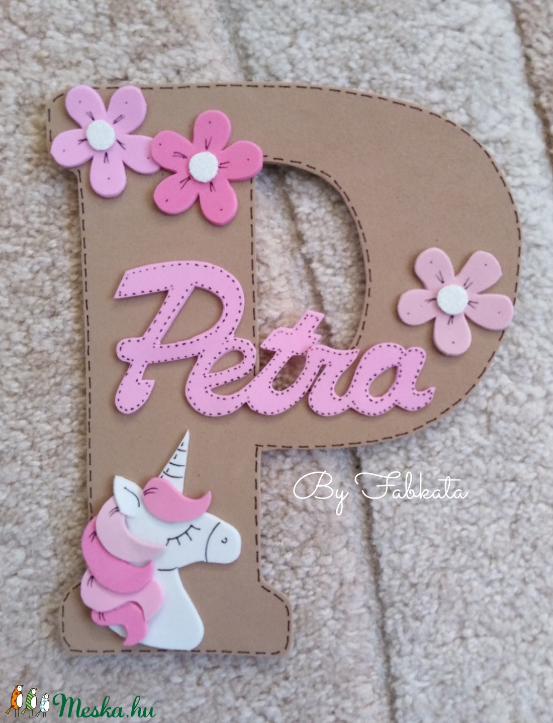 Névtábla Petra  névhez dekorgumi betű dekor - otthon & életmód - dekoráció - Meska.hu
