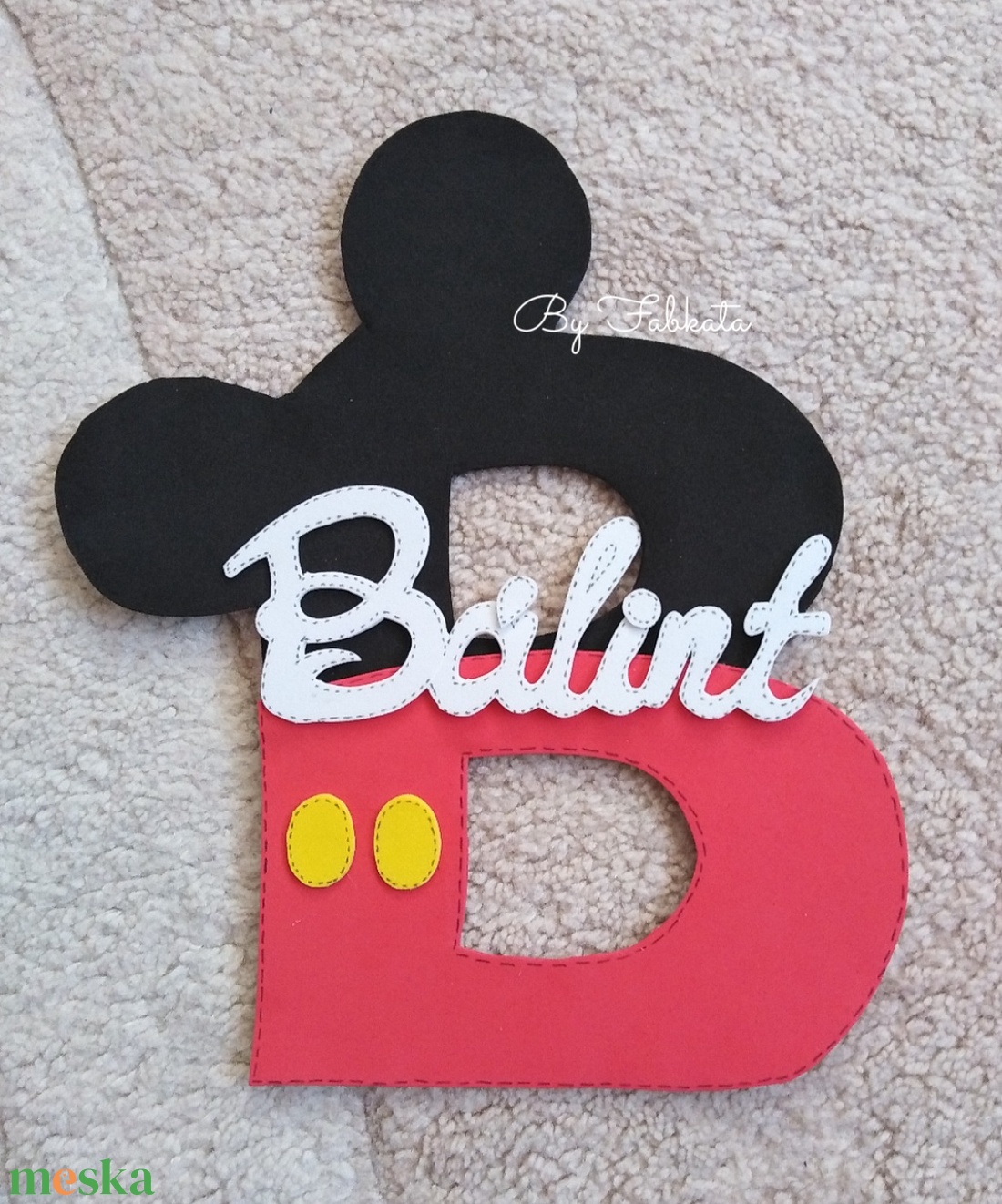 Mickey stílúsú nagy kezdőbetűs dekorgumi névtábla  - otthon & életmód - babaszoba, gyerekszoba - babaszoba, gyerekszoba - Meska.hu