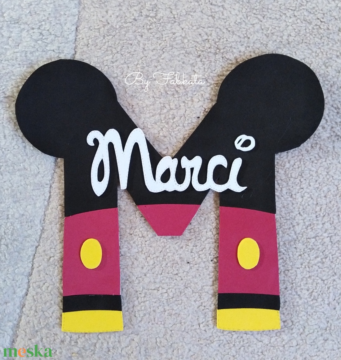 Mickey stílúsú nagy kezdőbetűs dekorgumi névtábla  - otthon & életmód - babaszoba, gyerekszoba - babaszoba, gyerekszoba - Meska.hu
