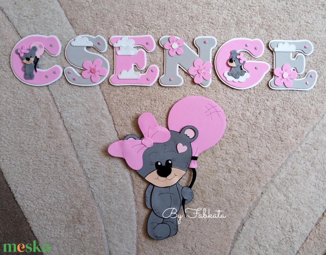 Teddy macis dekorgumi névtábla falmatrica babanév  - otthon & életmód - dekoráció - fali és függő dekoráció - falmatrica & tapéta - Meska.hu