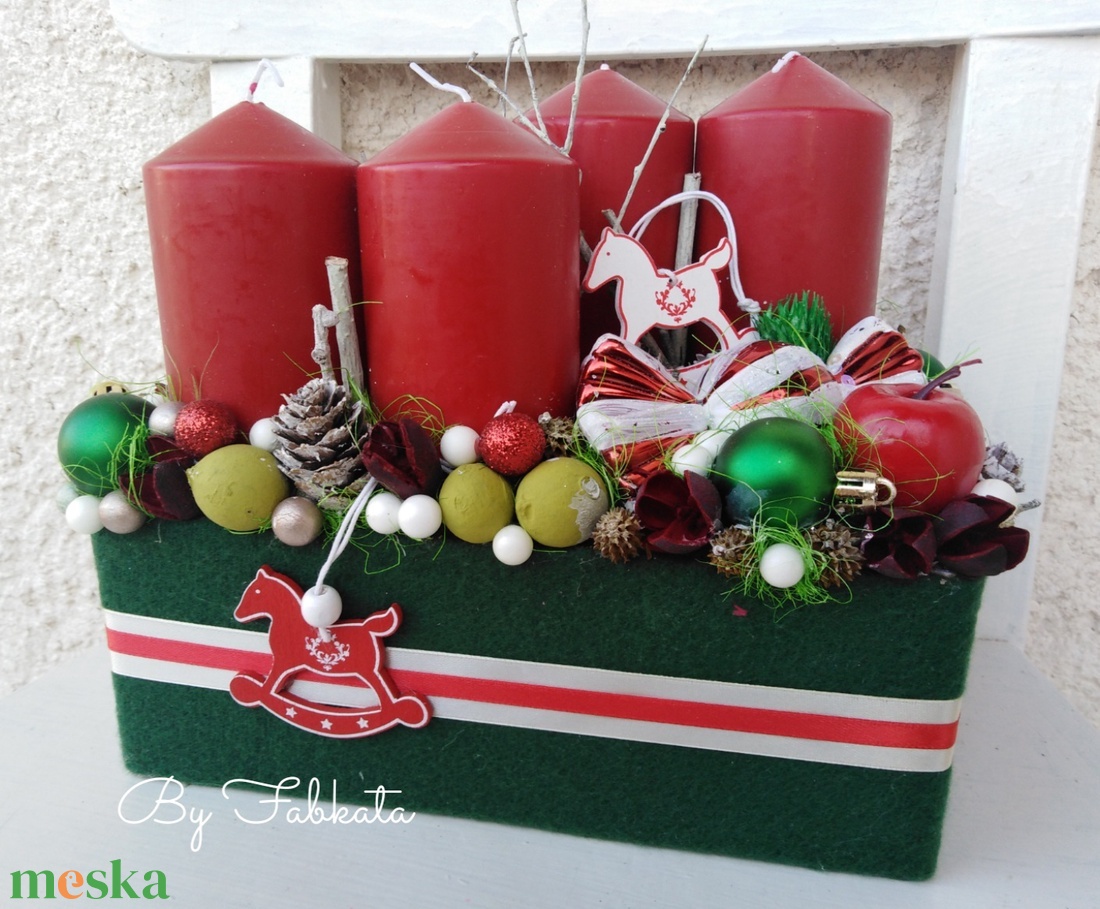 Klasszikus stílusú nagy adventibox karácsonyi asztaldísz dekoráció doboz - karácsony - adventi díszek - adventi koszorú - Meska.hu