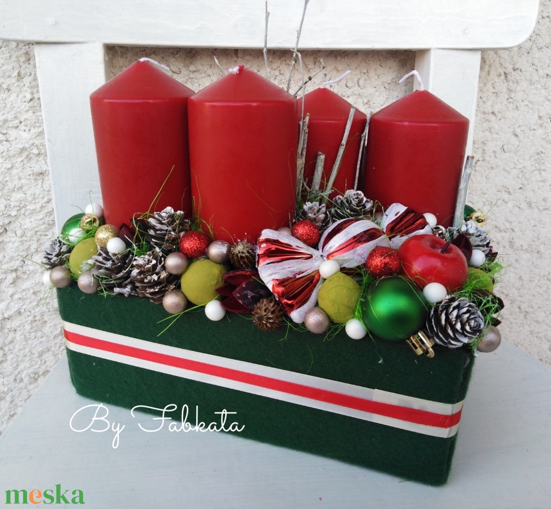 Klasszikus stílusú nagy adventibox karácsonyi asztaldísz dekoráció doboz - karácsony - adventi díszek - adventi koszorú - Meska.hu