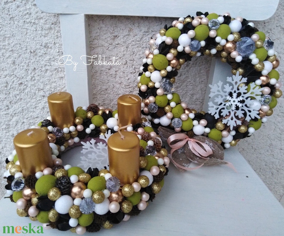 Arany hópihés szett adventi karácsonyi ajtódísz kopogtató 24cm koszorú  - karácsony - adventi díszek - adventi ajtódísz - Meska.hu Arany hópihés szett adventi karácsonyi ajtódísz kopogtató 24cm koszorú  - karácsony - adventi díszek - adventi ajtódísz - Meska.hu