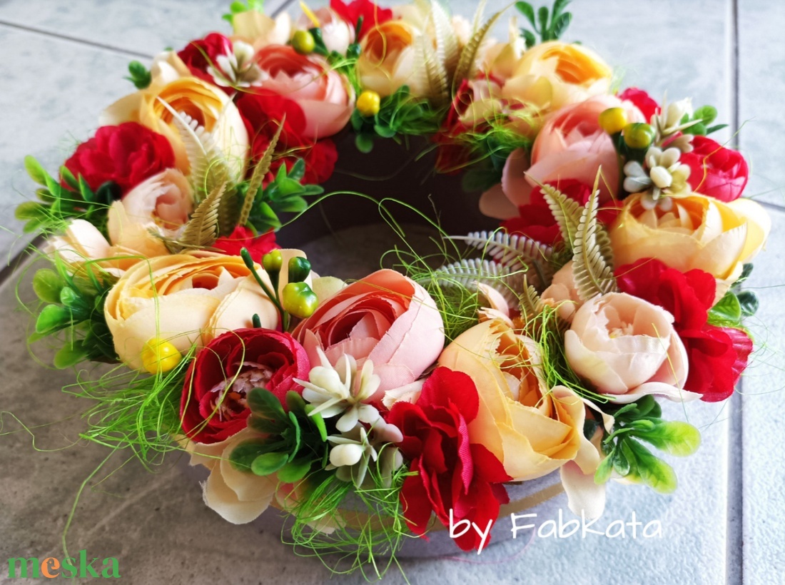 Csupa virágos asztaldísz dekoráció koszorú virágbox doboz  - otthon & életmód - virágdekoráció - virágdíszek - dekor koszorúk, kopogtatók - Meska.hu