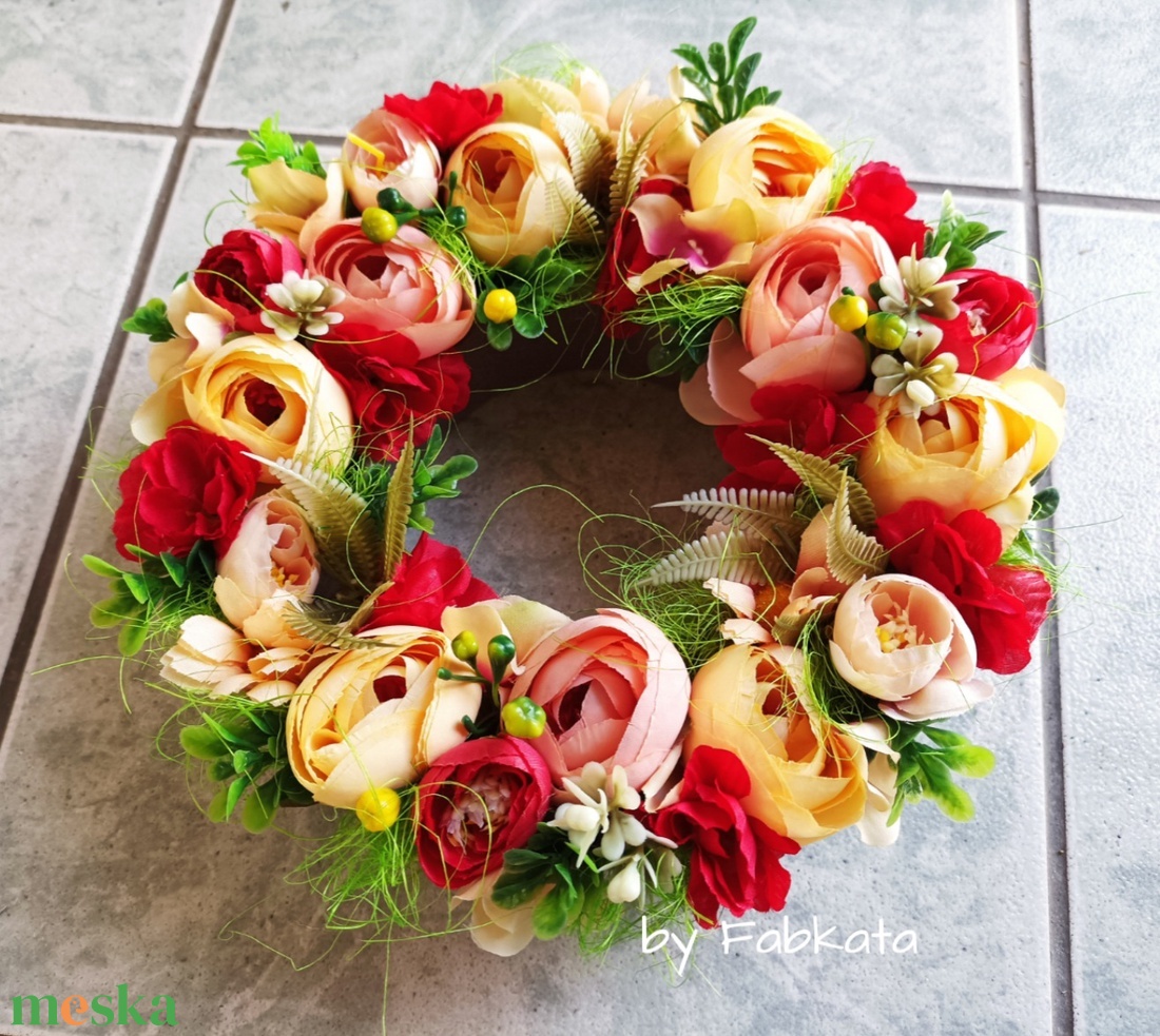 Csupa virágos asztaldísz dekoráció koszorú virágbox doboz  - otthon & életmód - virágdekoráció - virágdíszek - dekor koszorúk, kopogtatók - Meska.hu