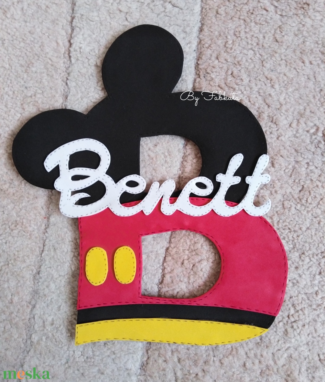Mickey stílúsú nagy kezdőbetűs dekorgumi névtábla  - otthon & életmód - babaszoba, gyerekszoba - babaszoba, gyerekszoba - Meska.hu