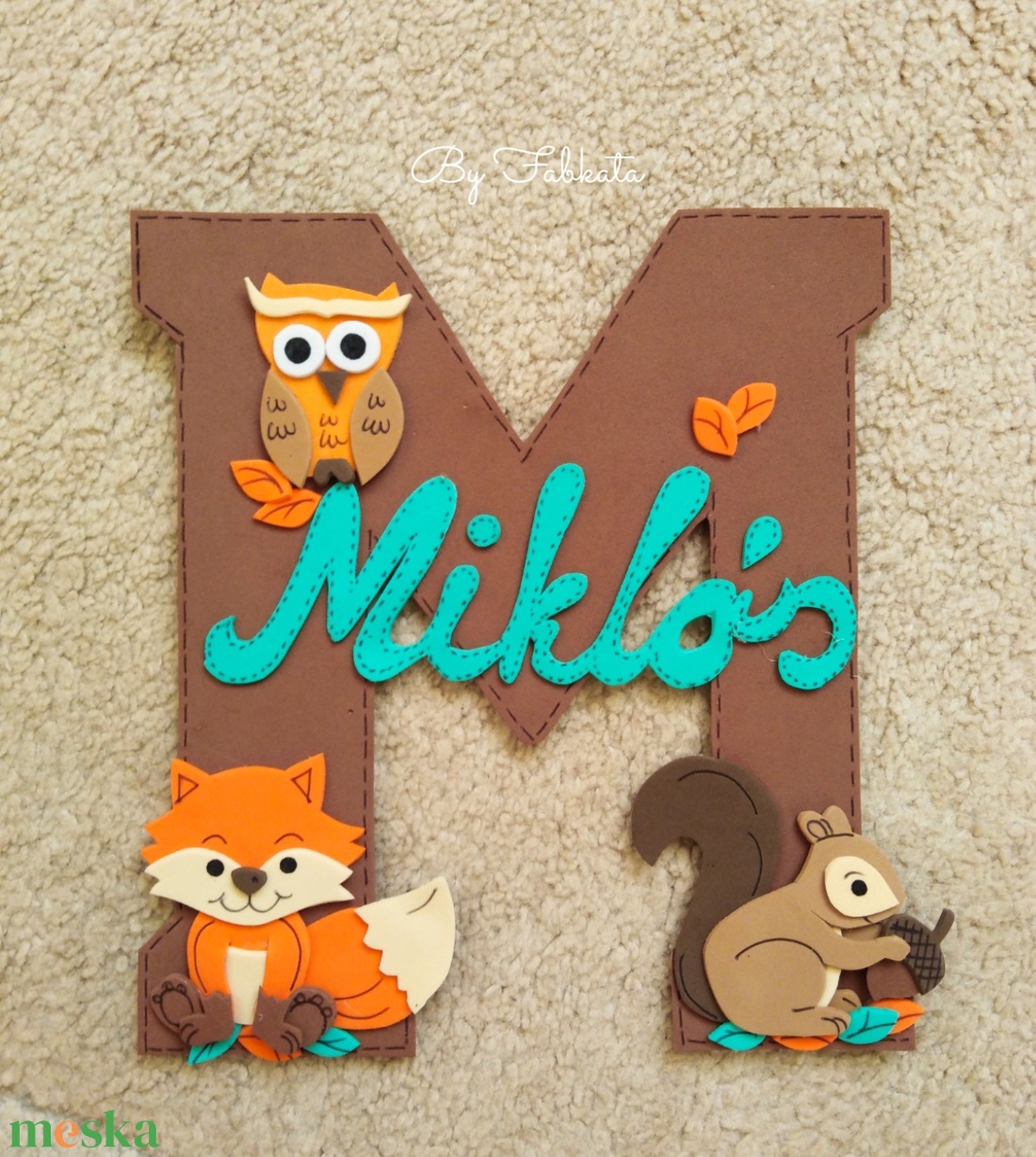 Erdeiállatos dekorgumi névtábla betű dekor - otthon & életmód - babaszoba, gyerekszoba - babaszoba, gyerekszoba - Meska.hu