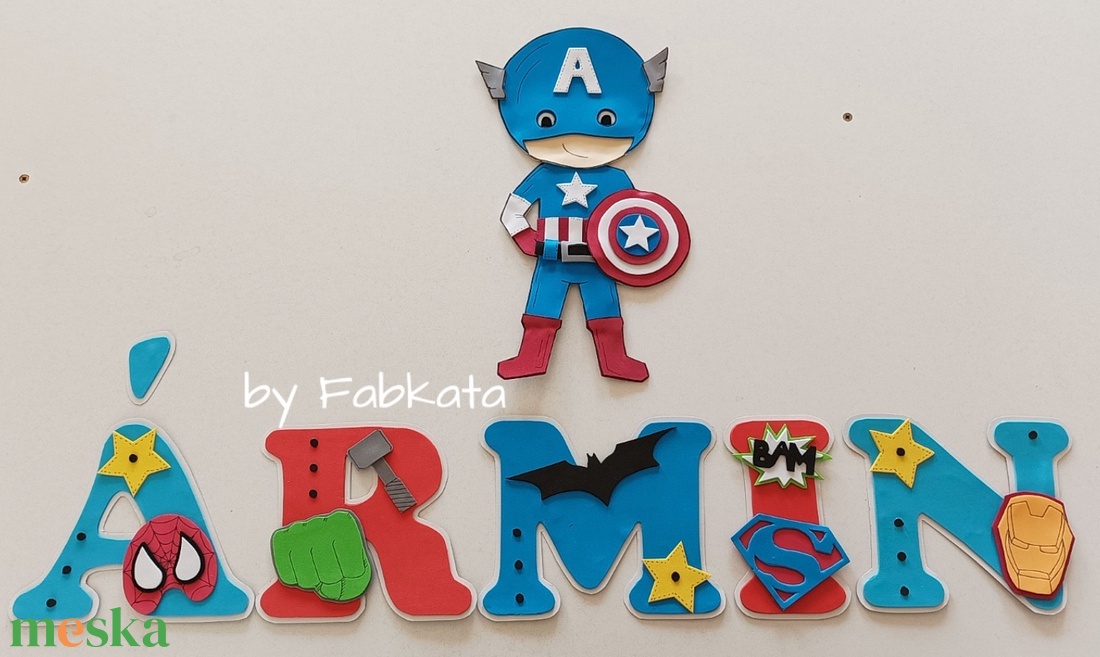 Szuperhősök Amerika kapitány babanév szett falmatrica névnapi ajándék, dekorgumi  - otthon & életmód - dekoráció - fali és függő dekoráció - betű & név - Meska.hu