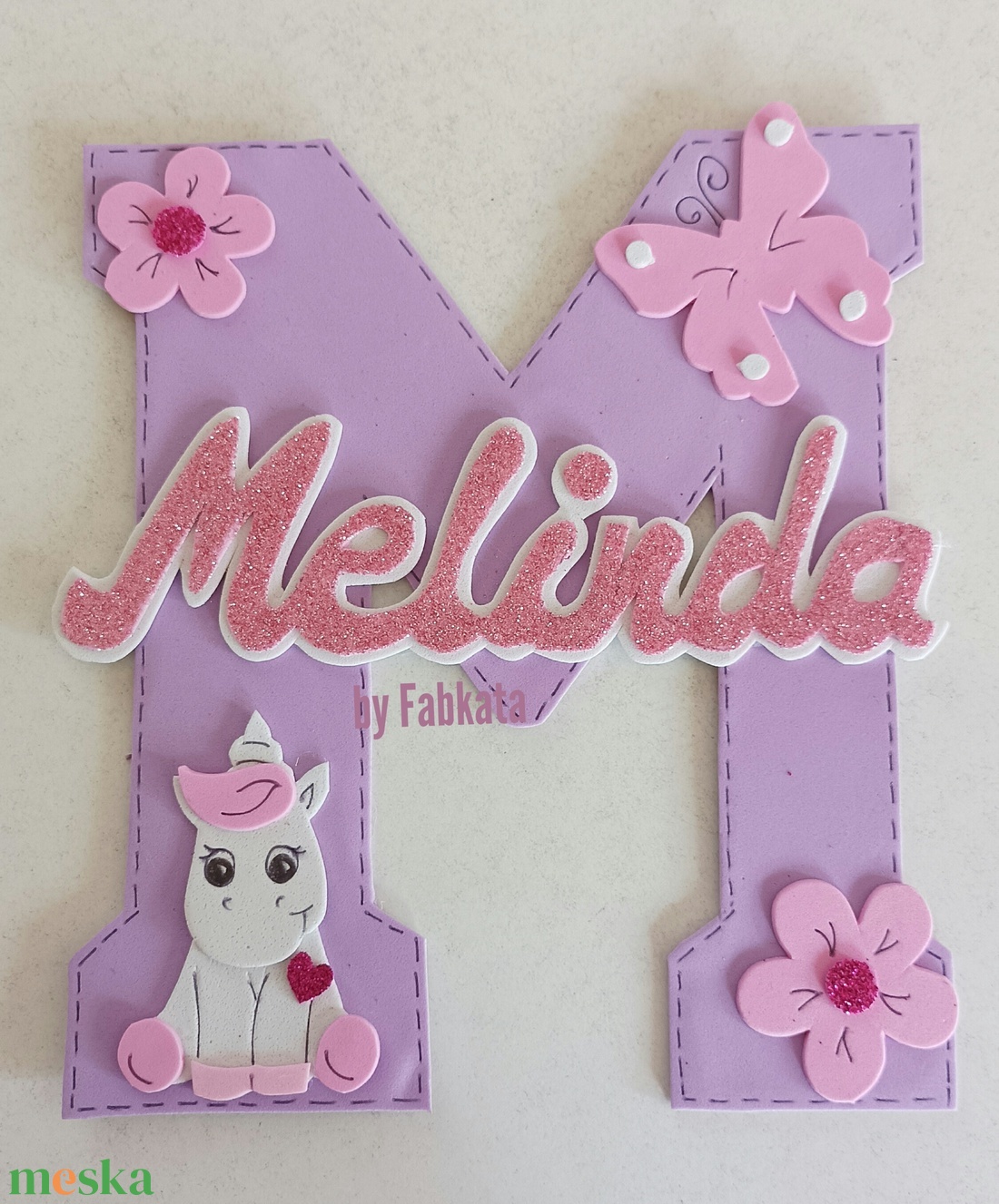 Unikornis póni mintás dekorgumi névtábla betű dekor - otthon & életmód - babaszoba, gyerekszoba - gyerek névtábla - Meska.hu