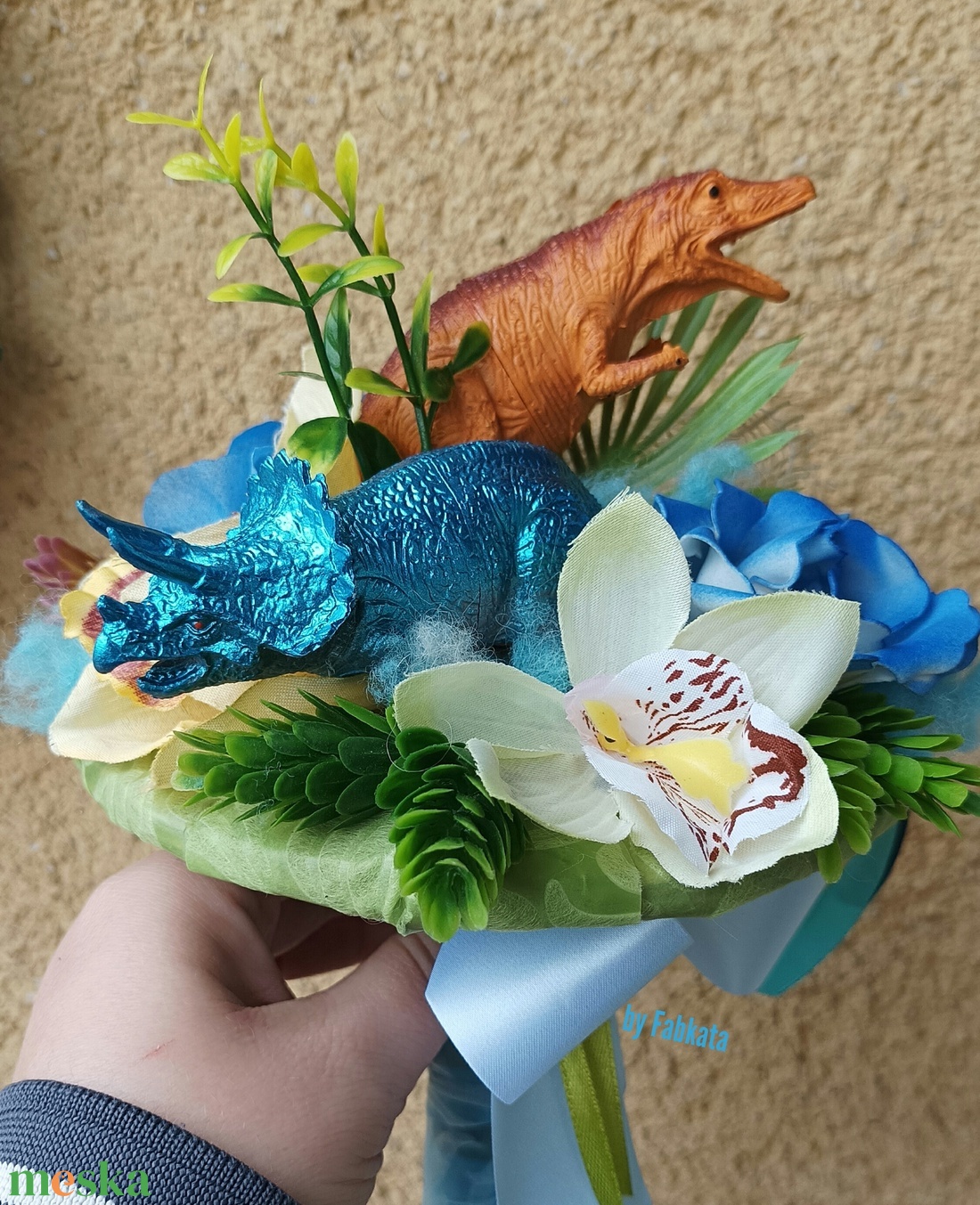 Dínós kisfiú ovis ballagási csokor   - otthon & életmód - dekoráció - asztal és polc dekoráció - asztaldísz - Meska.hu