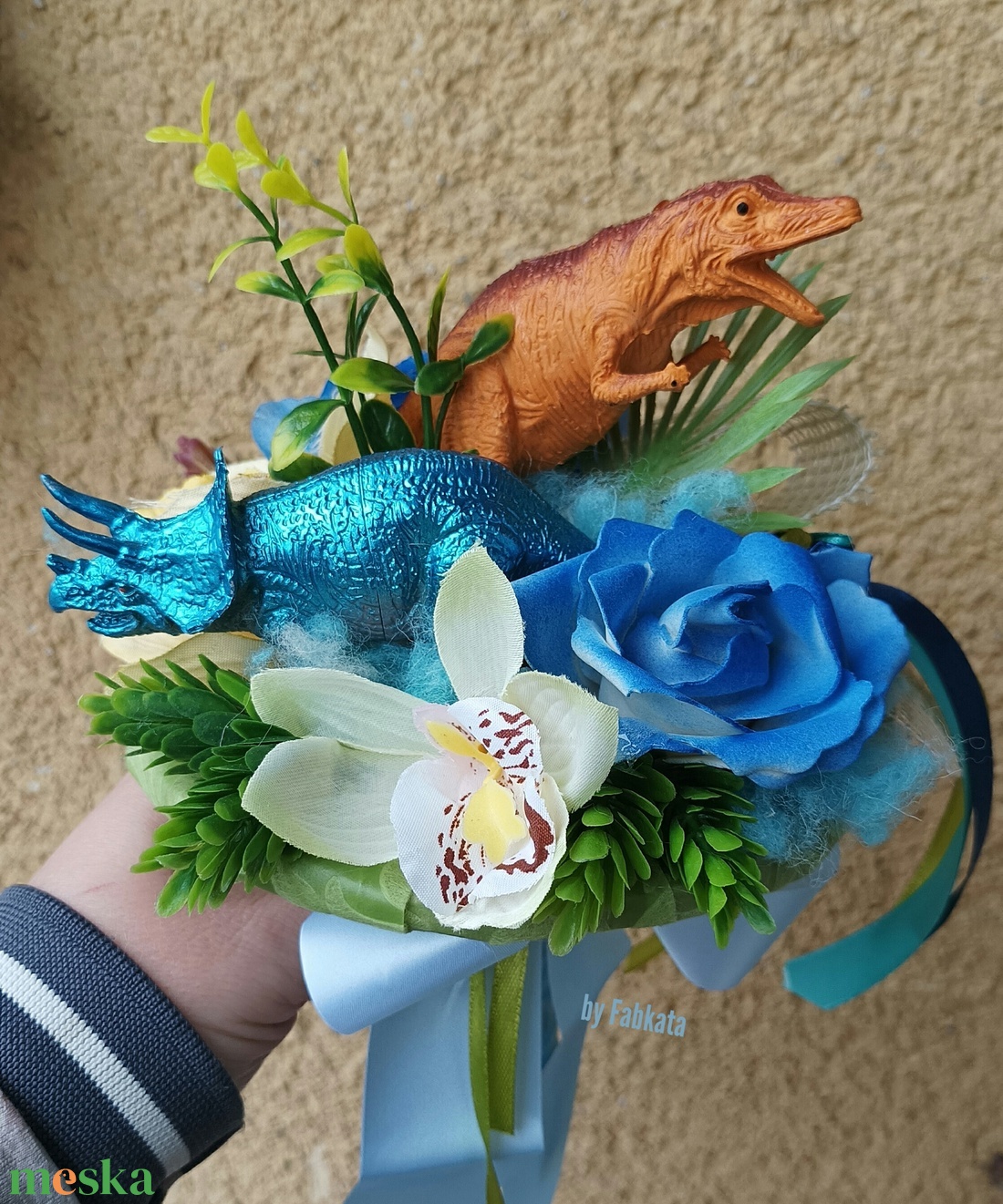 Dínós kisfiú ovis ballagási csokor   - otthon & életmód - dekoráció - asztal és polc dekoráció - asztaldísz - Meska.hu