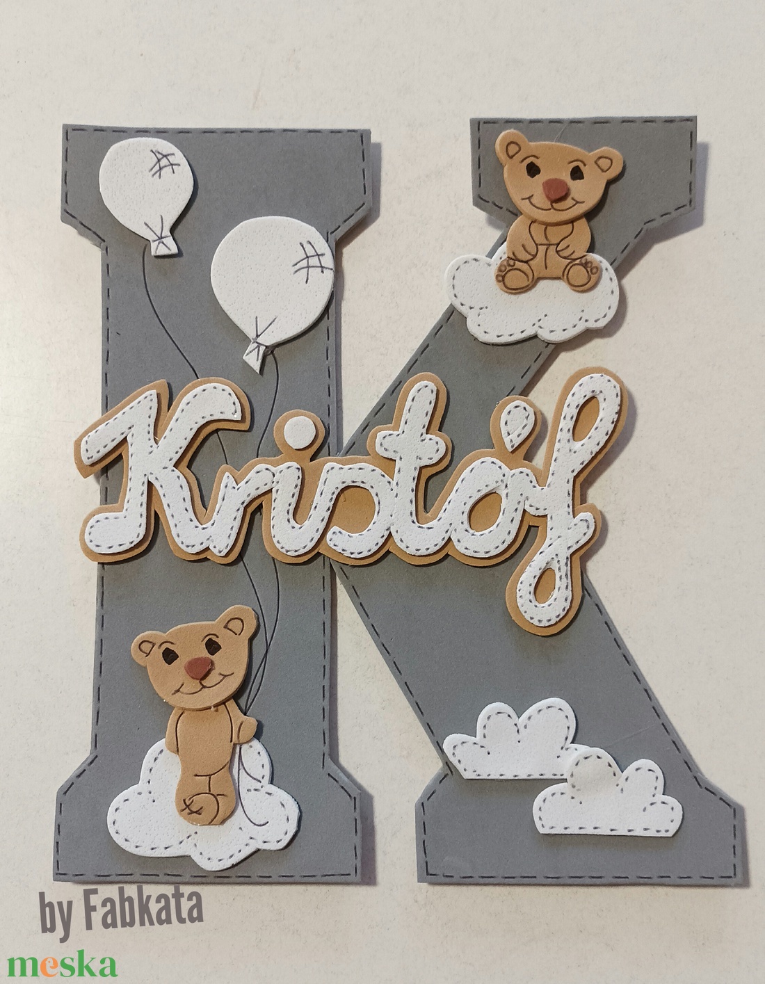 Nagykezdőbetűs dekorgumi babanév dekor - otthon & életmód - dekoráció - fali és függő dekoráció - betű & név - Meska.hu