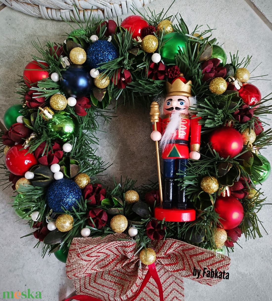 Diótörős adventi karácsonyi ajtódísz kopogtató 24cm koszorú  - karácsony - adventi díszek - adventi ajtódísz - Meska.hu
