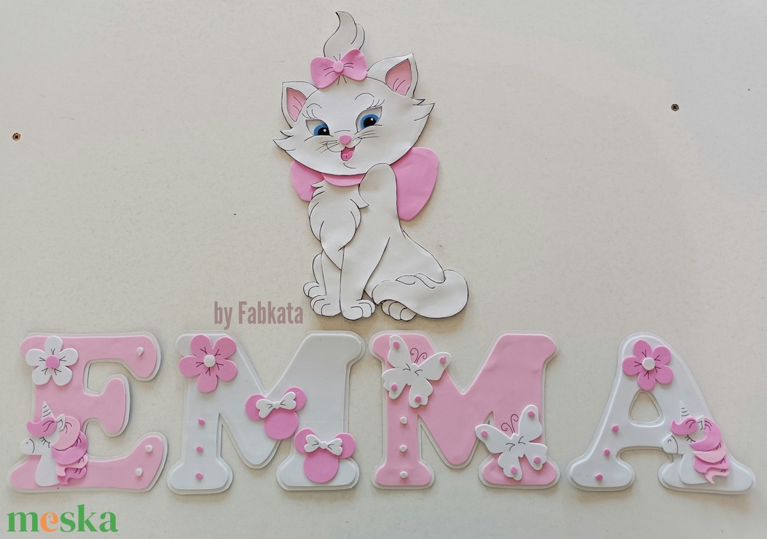 Marie cica dekorgumi falmatrica szett babanév  - otthon & életmód - dekoráció - fali és függő dekoráció - betű & név - Meska.hu