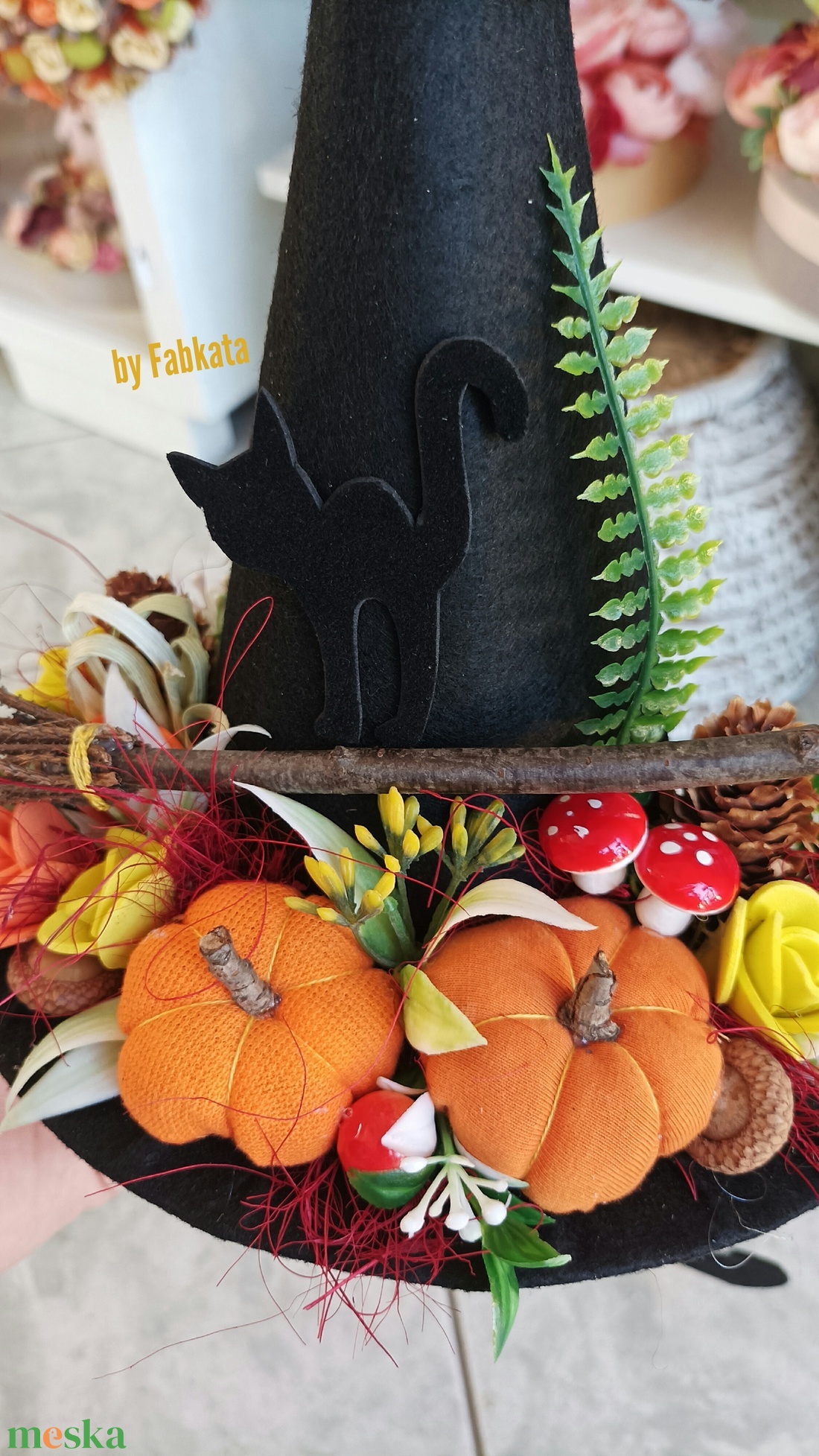 Boszikalap őszi tökös ajtódísz  - otthon & életmód - dekoráció - halloween - halloweeni dekoráció - Meska.hu