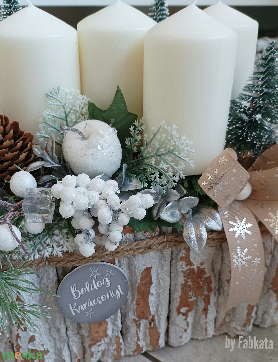 Havas fenyős adventi asztaldísz dekoráció - karácsony - adventi díszek - adventi koszorú - Meska.hu