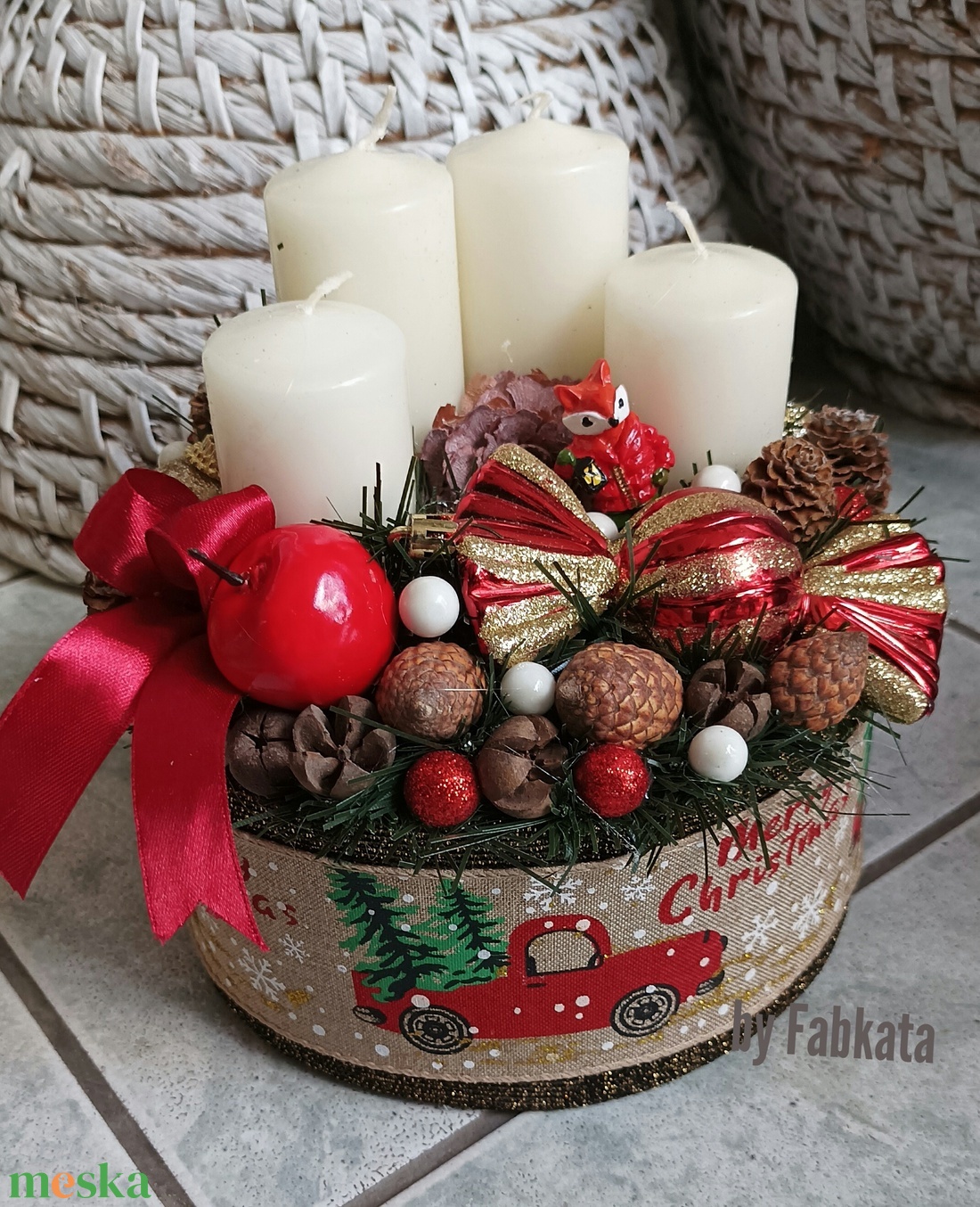 Cuki Adventibox karácsonyi doboz koszorú  - karácsony - adventi díszek - adventi koszorú - Meska.hu