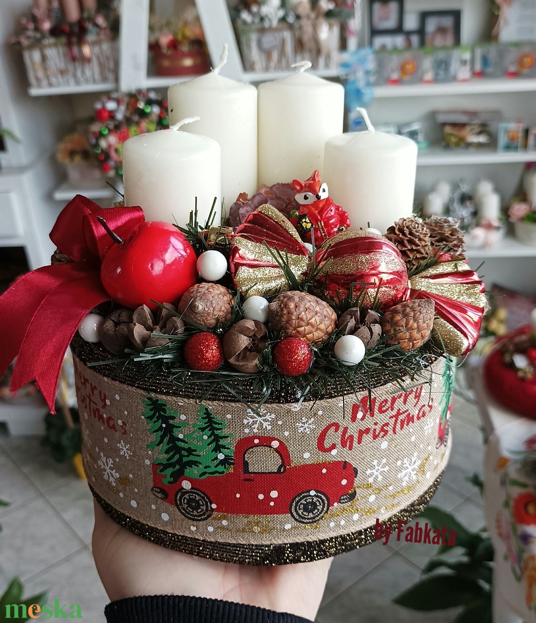 Adventibox karácsonyi koszorú doboz  - karácsony - adventi díszek - adventi asztaldísz - Meska.hu