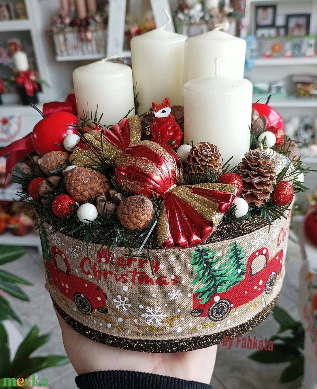 Adventibox karácsonyi koszorú doboz  - karácsony - adventi díszek - adventi asztaldísz - Meska.hu