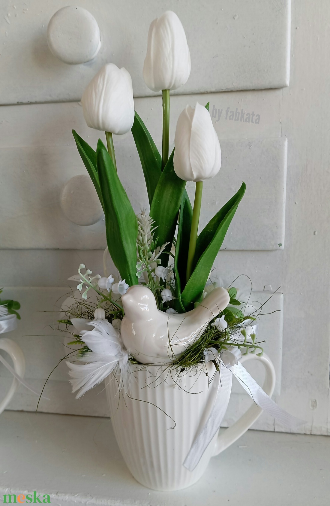 Tulipános bögrés asztaldísz tavaszi dekoráció  - otthon & lakás - dekoráció - asztal és polc dekoráció - asztaldísz - Meska.hu