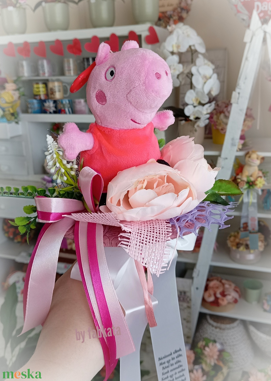 Peppa ovis ballagási csokor ajándék plüss  - otthon & életmód - virágdekoráció - virágok - virágcsokor - Meska.hu