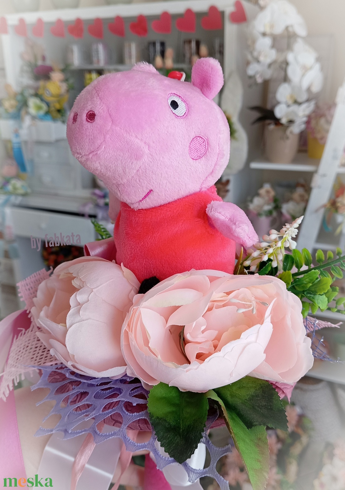 Peppa ovis ballagási csokor ajándék plüss  - otthon & életmód - virágdekoráció - virágok - virágcsokor - Meska.hu