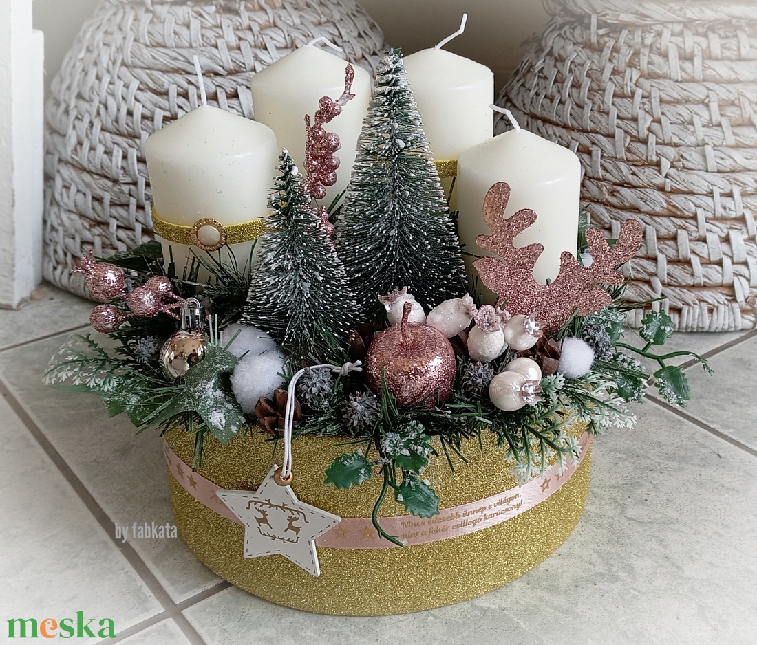 Adventi koszorú karácsonyi asztaldísz ajándék   - karácsony - adventi díszek - adventi koszorú - Meska.hu