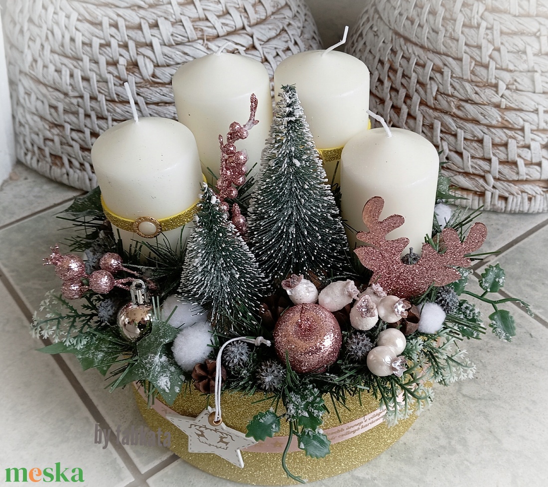 Adventi koszorú karácsonyi asztaldísz ajándék   - karácsony - adventi díszek - adventi koszorú - Meska.hu