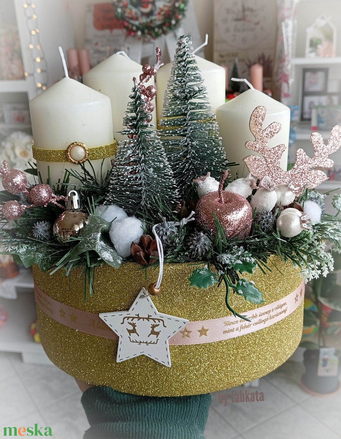 Adventi koszorú karácsonyi asztaldísz ajándék   - karácsony - adventi díszek - adventi koszorú - Meska.hu
