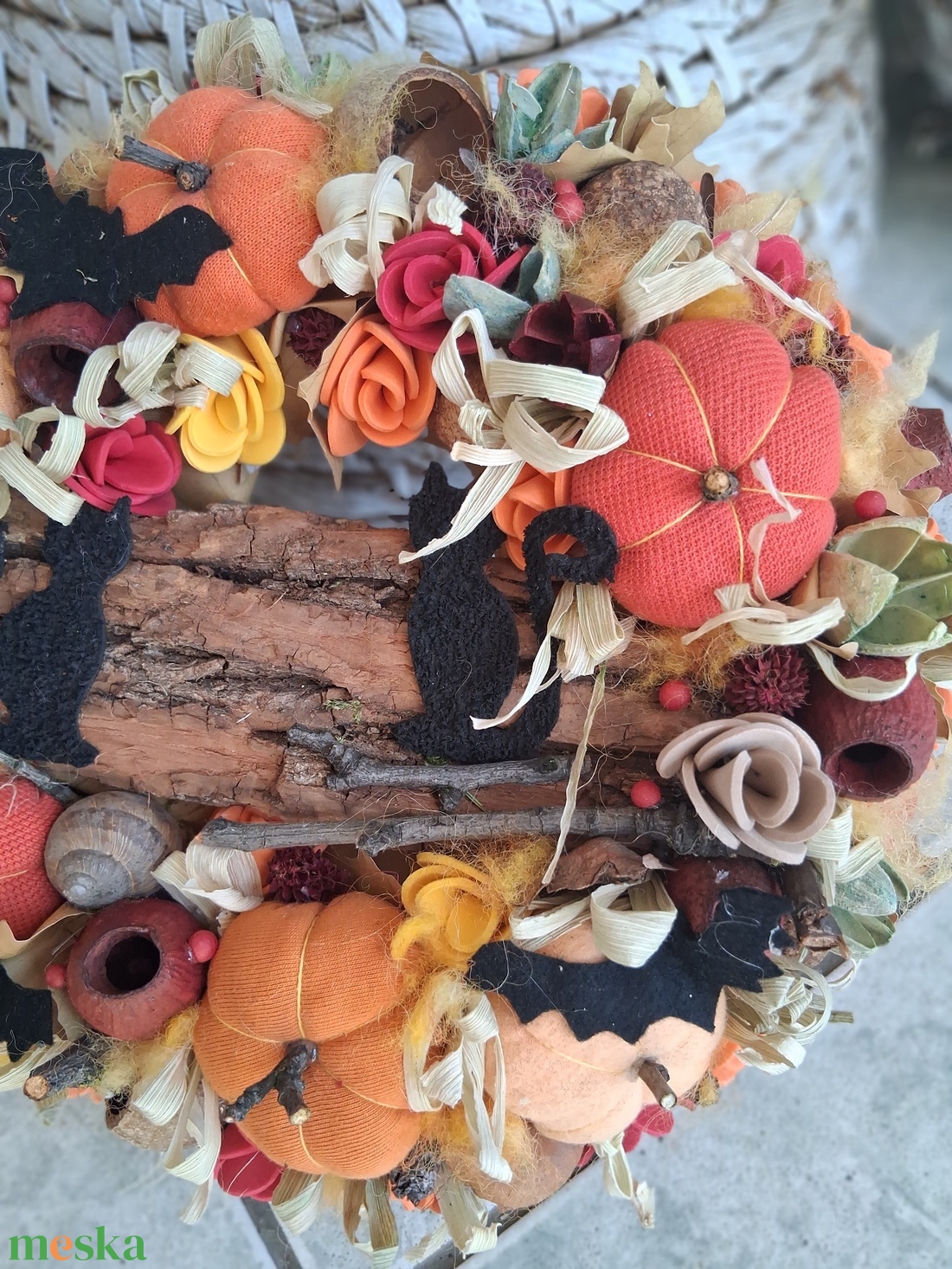 Őszi tökös ajtódísz kopogtató koszorú  - otthon & életmód - dekoráció - ajtó- és ablak dekoráció - ajtódísz & kopogtató - Meska.hu