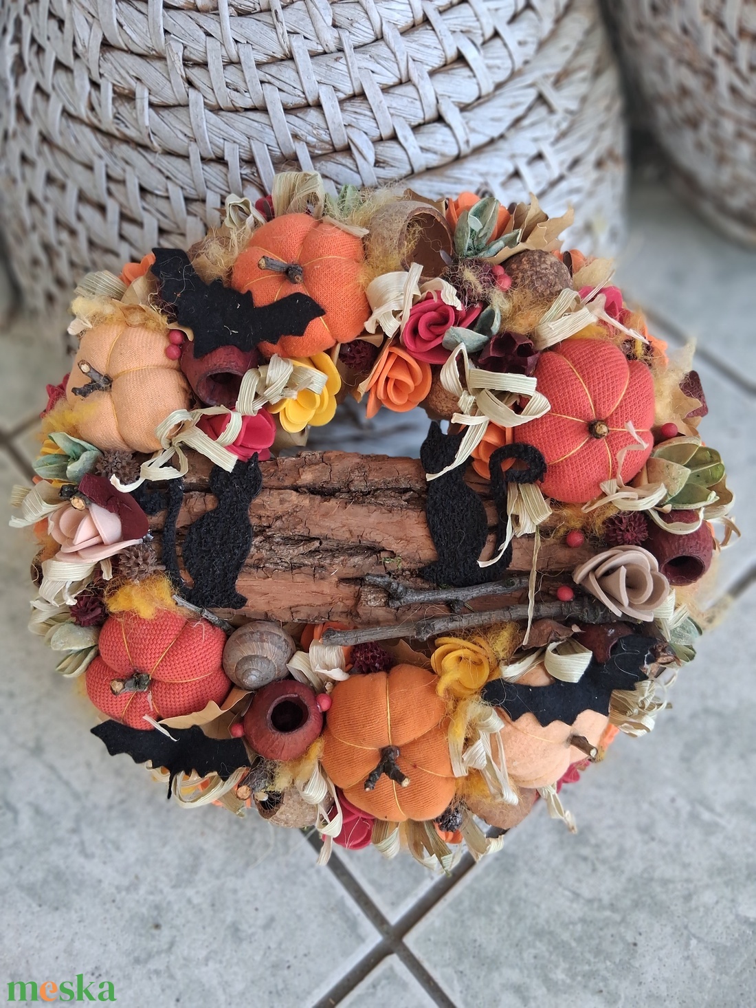 Őszi tökös ajtódísz kopogtató koszorú  - otthon & életmód - dekoráció - ajtó- és ablak dekoráció - ajtódísz & kopogtató - Meska.hu