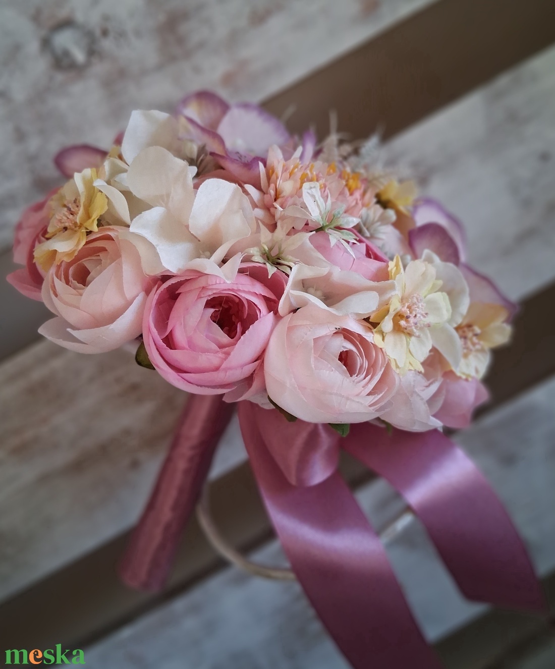 Pasztell rózsaszín menyasszonyi csokor  - otthon & életmód - dekoráció - virágdísz és tartó - csokor & virágdísz - Meska.hu