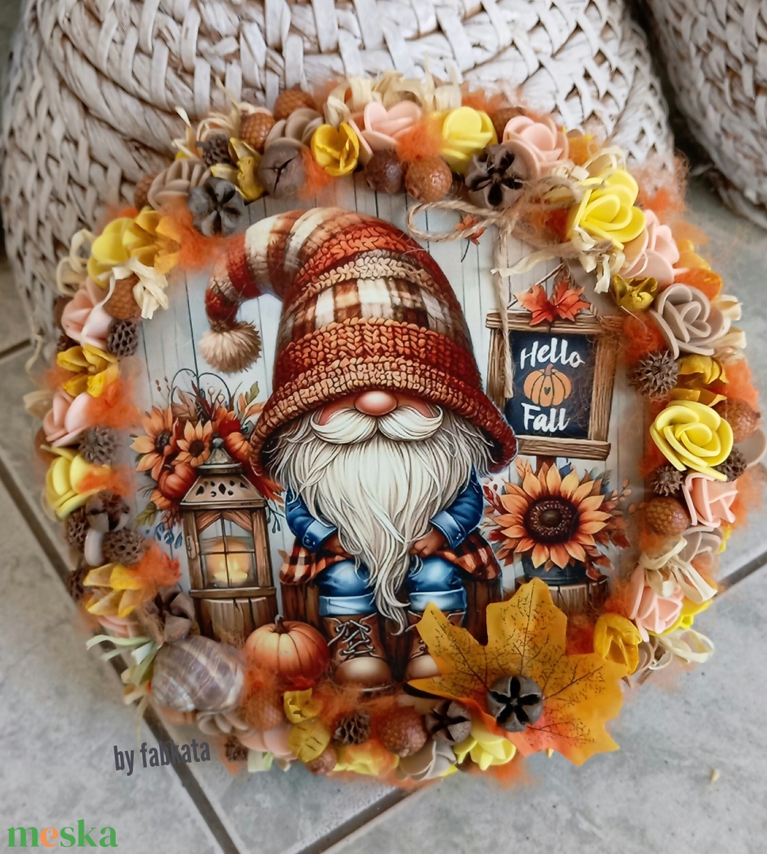 Őszi színes ajtódísz kopogtató 24cm koszorú  - otthon & életmód - dekoráció - ajtó- és ablak dekoráció - ajtódísz & kopogtató - Meska.hu