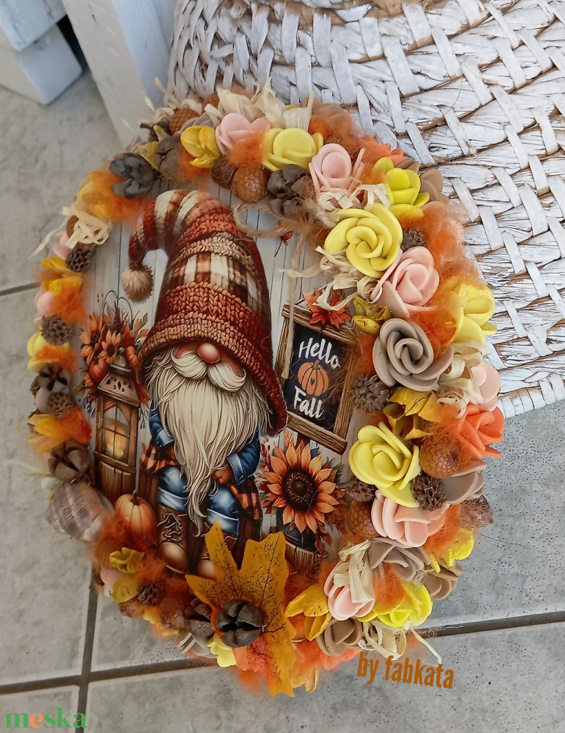 Őszi színes ajtódísz kopogtató 24cm koszorú  - otthon & életmód - dekoráció - ajtó- és ablak dekoráció - ajtódísz & kopogtató - Meska.hu