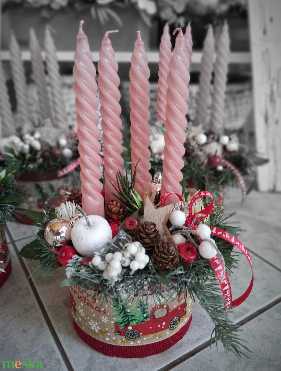 Klasszikus elegáns adventibox karácsonyi asztaldísz dekoráció doboz - karácsony - adventi díszek - adventi koszorú - Meska.hu