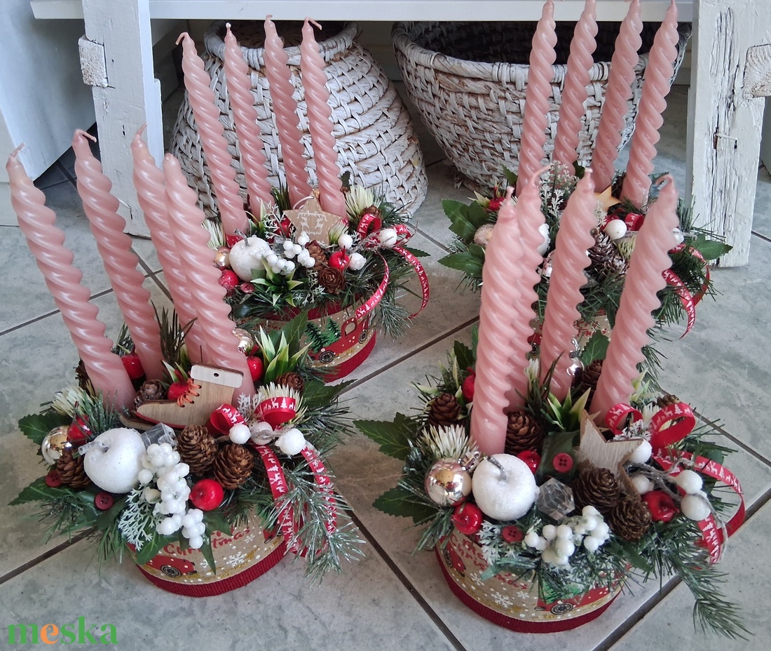 Klasszikus elegáns adventibox karácsonyi asztaldísz dekoráció doboz - karácsony - adventi díszek - adventi koszorú - Meska.hu