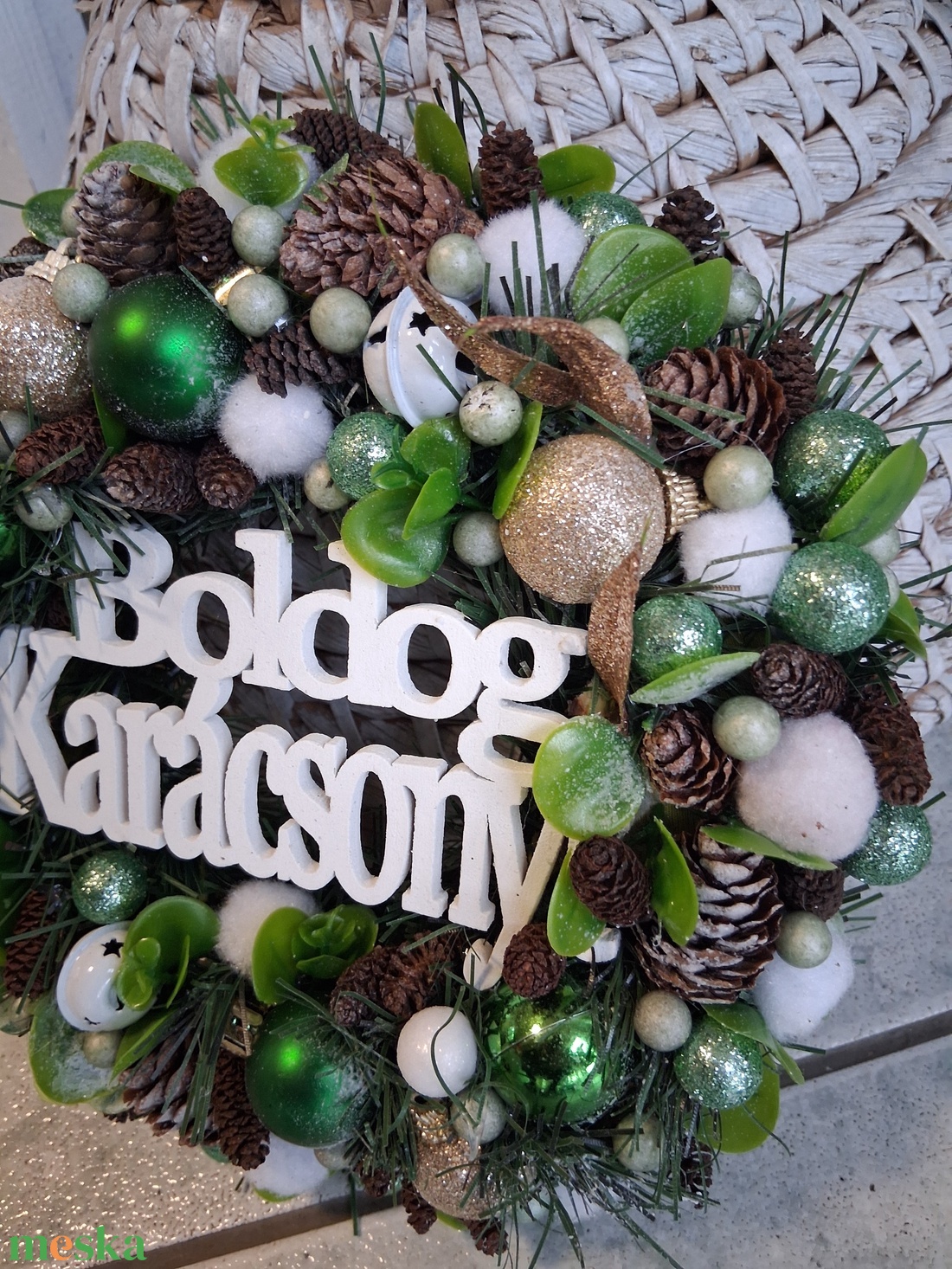 Adventi karácsonyi ajtódísz kopogtató 24cm koszorú  - karácsony - adventi díszek - adventi ajtódísz - Meska.hu