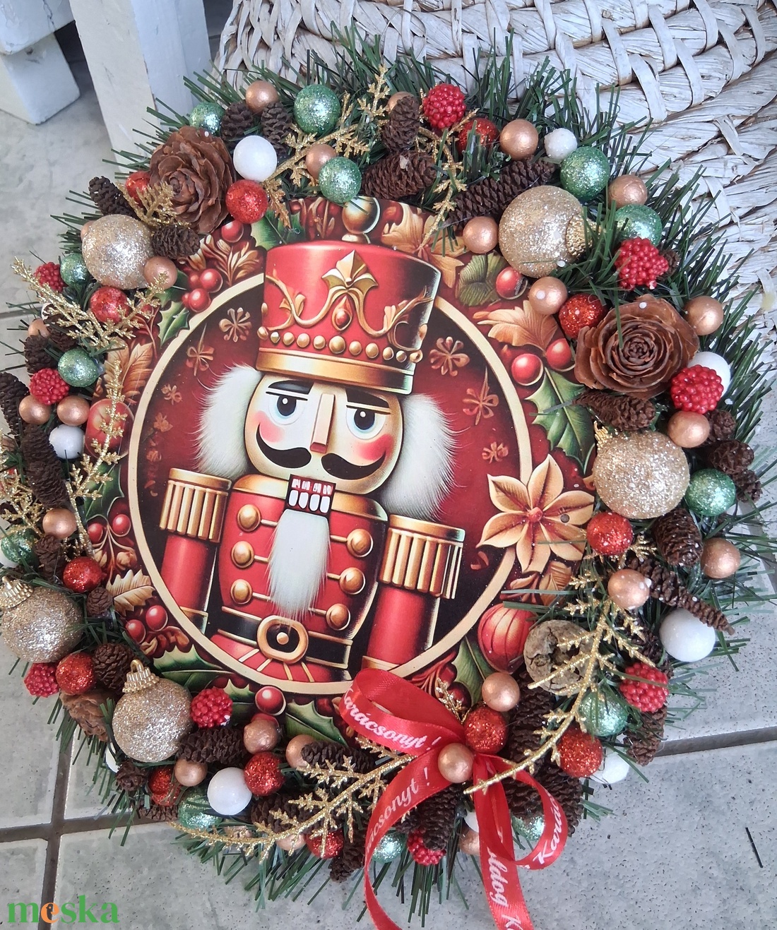 Diótörős adventi karácsonyi ajtódísz kopogtató koszorú  - karácsony - adventi díszek - adventi koszorú - Meska.hu