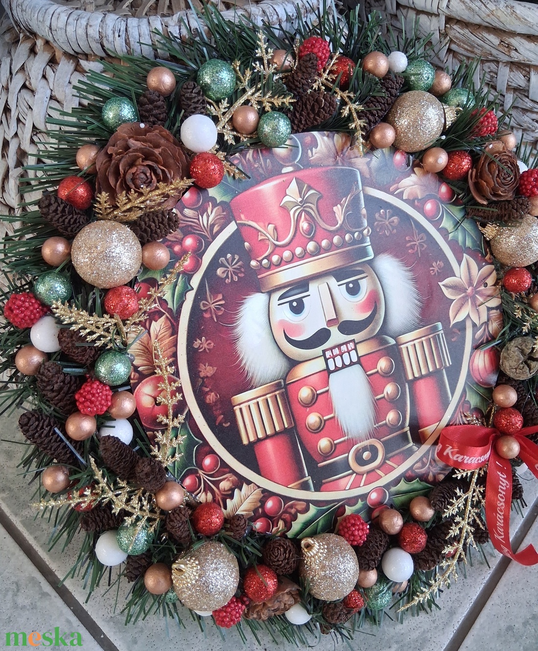 Diótörős adventi karácsonyi ajtódísz kopogtató koszorú  - karácsony - adventi díszek - adventi koszorú - Meska.hu