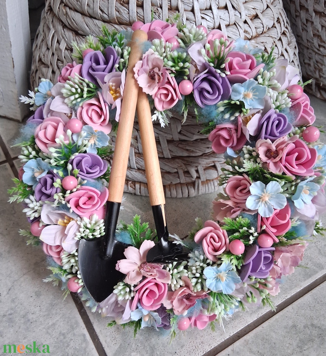 Tavaszi ajtódísz kopogtató koszorú  - otthon & életmód - dekoráció - ajtó- és ablak dekoráció - ajtódísz & kopogtató - Meska.hu