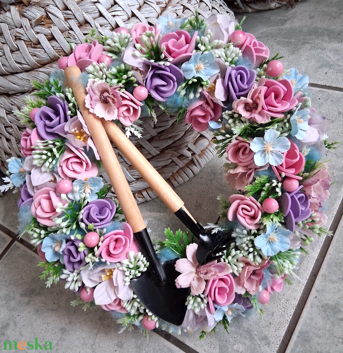 Tavaszi ajtódísz kopogtató koszorú  - otthon & életmód - dekoráció - ajtó- és ablak dekoráció - ajtódísz & kopogtató - Meska.hu