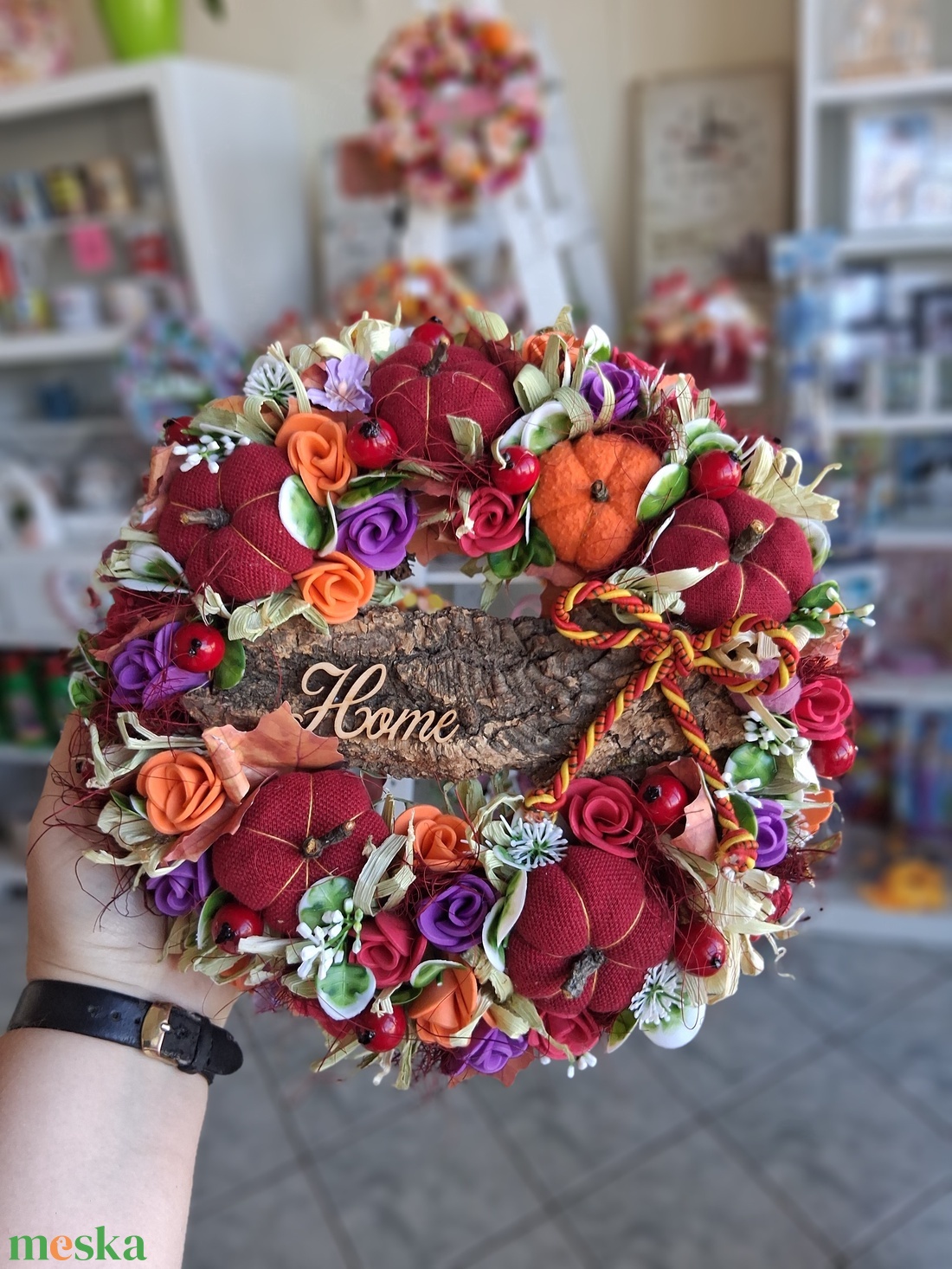 Őszi ajtódísz kopogtató 24cm koszorú  - otthon & életmód - dekoráció - halloween - halloweeni ajtódíszek és ablakdíszek - Meska.hu