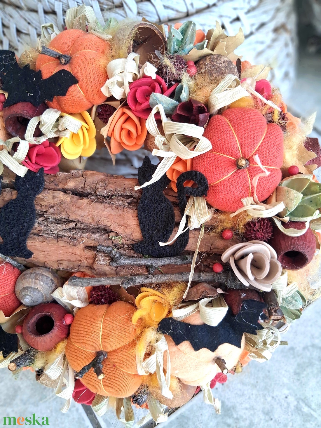 Őszi ajtódísz kopogtató 24cm koszorú  - otthon & életmód - dekoráció - halloween - halloweeni ajtódíszek és ablakdíszek - Meska.hu
