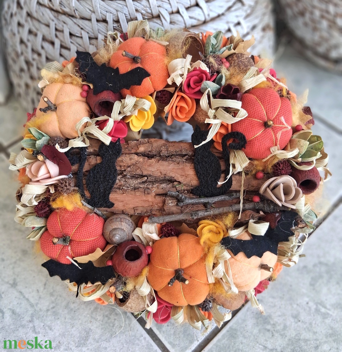 Őszi ajtódísz kopogtató 24cm koszorú  - otthon & életmód - dekoráció - halloween - halloweeni ajtódíszek és ablakdíszek - Meska.hu