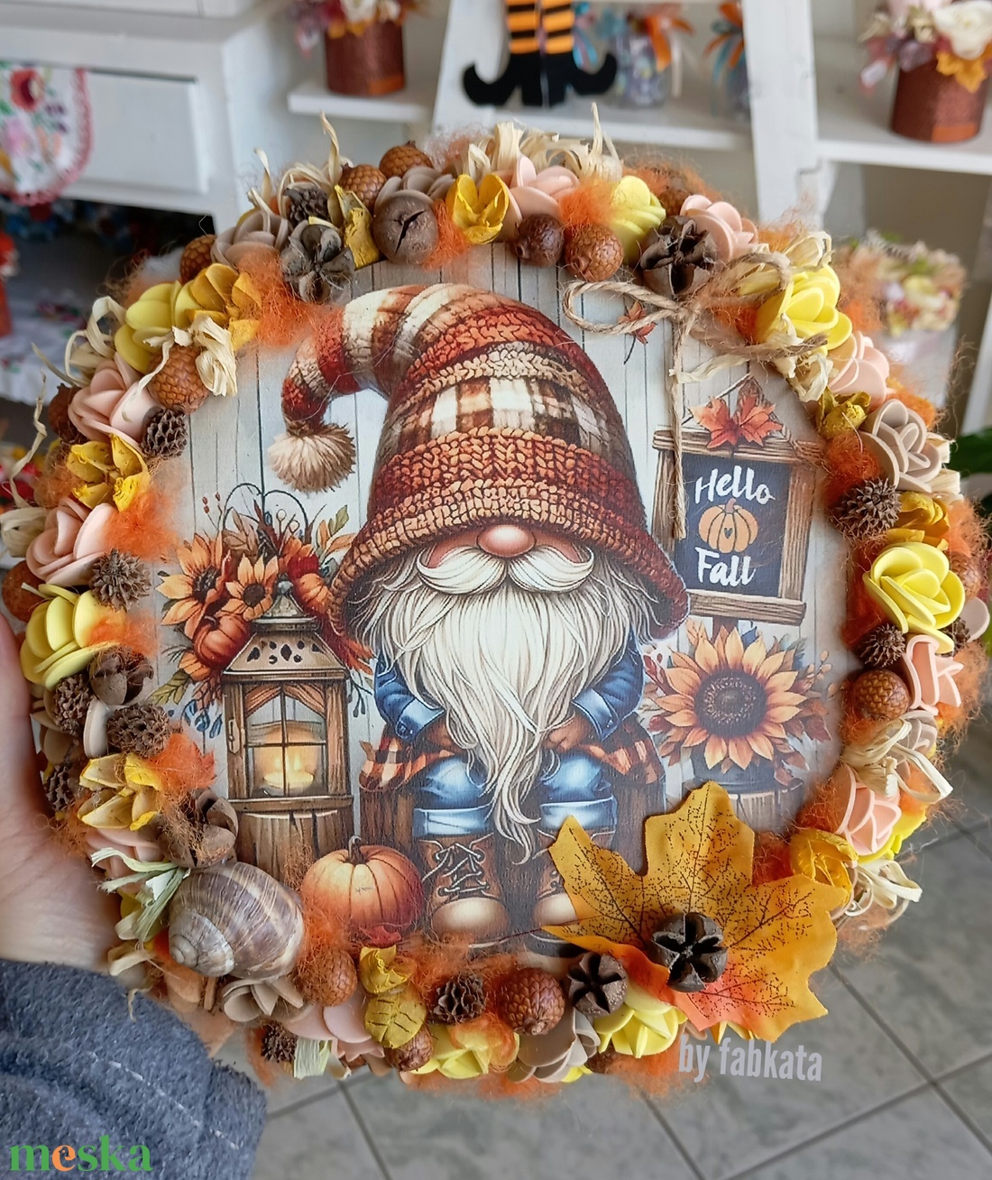 Őszi ajtódísz kopogtató 24cm koszorú  - otthon & életmód - dekoráció - ajtó- és ablak dekoráció - ajtódísz & kopogtató - Meska.hu