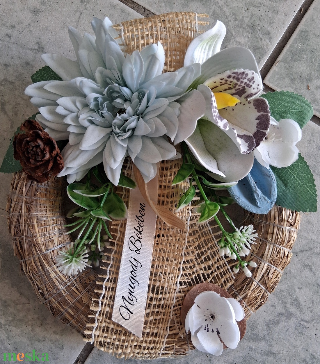Szalma koszorú 20cm - otthon & életmód - vallás - temetkezési tárgy - sírkoszorú, kegyeleti koszorú - Meska.hu