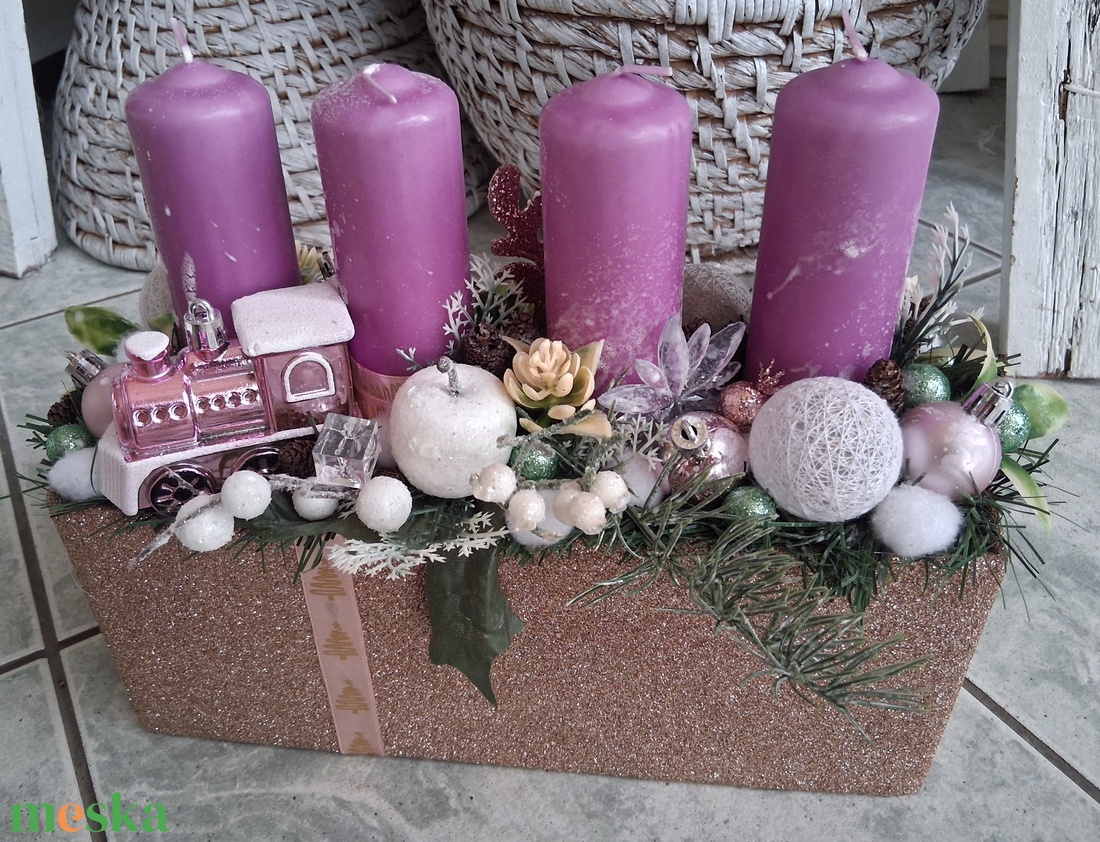 Adventi koszorú karácsonyi asztaldísz ajándék   - karácsony - adventi díszek - adventi koszorú - Meska.hu