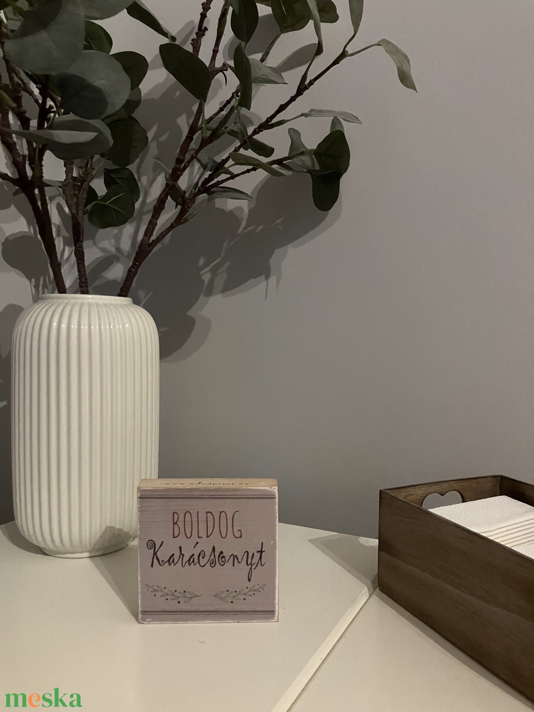 Mini fa dekoráció / Boldog Karácsonyt felirat - karácsony - karácsonyi lakásdekoráció - karácsonyi lakásdíszek - Meska.hu