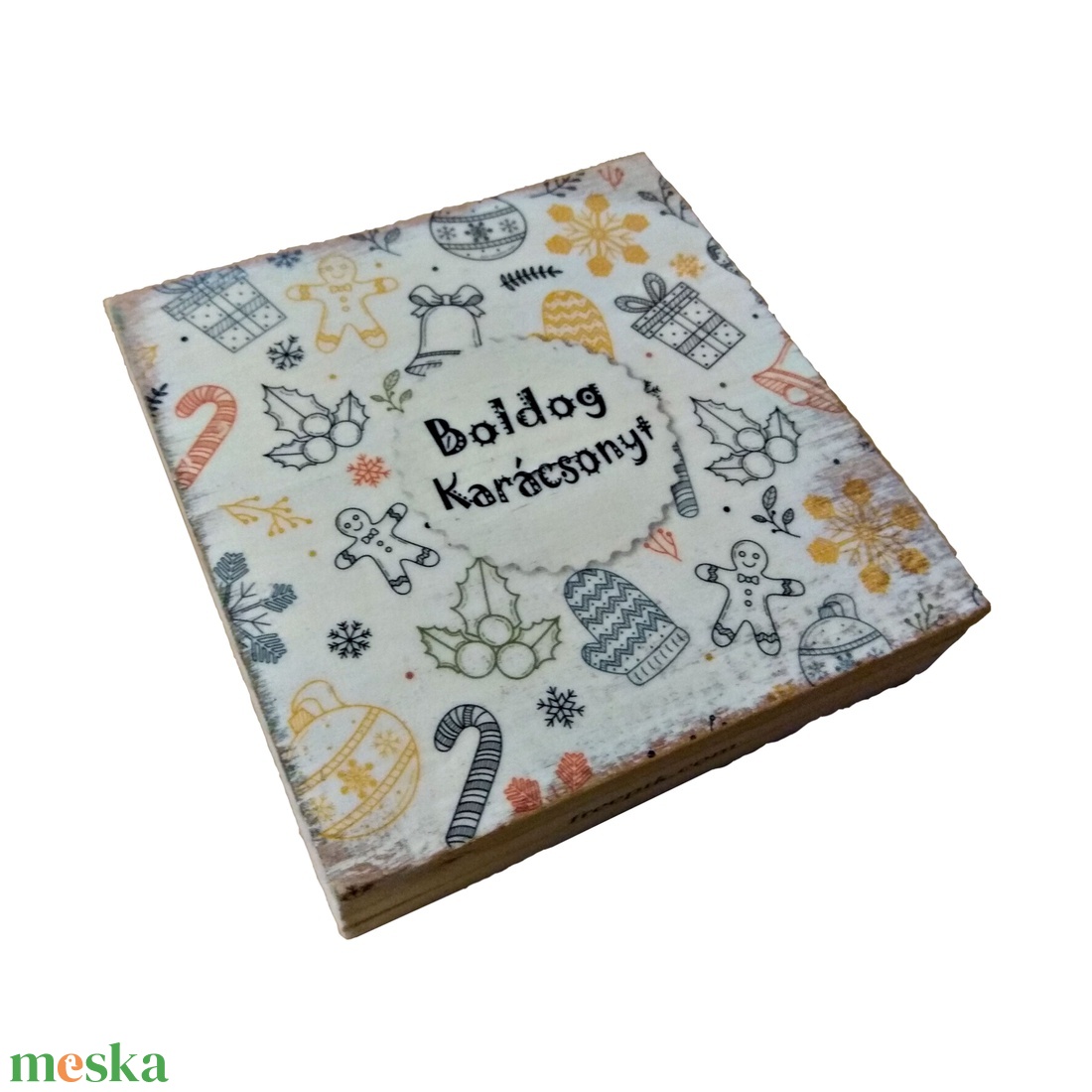 Mini fa dekoráció / Boldog Karácsonyt felirat - karácsony - karácsonyi lakásdekoráció - karácsonyi lakásdíszek - Meska.hu